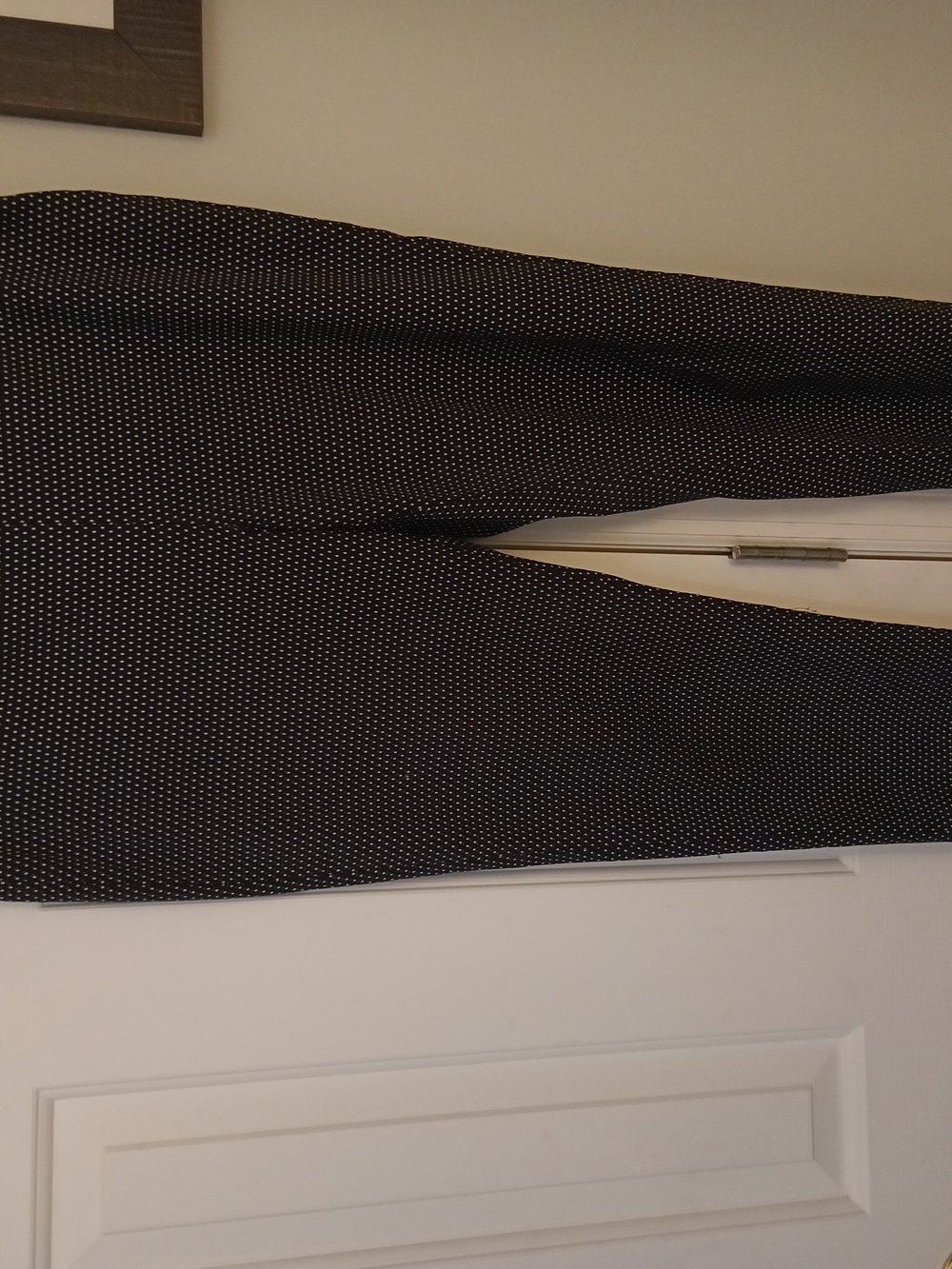 Chico's Black 'So Slimming' Pants with Gold Label.  Tiny White polka Dots.